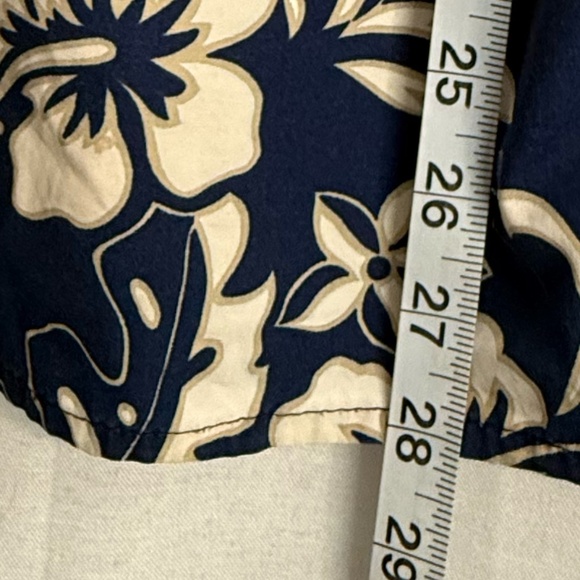 Vintage 90s Hilo Hattie Blue White Floral Hawaiian Aloha Shirt Mens Large - Picture 3 of 7